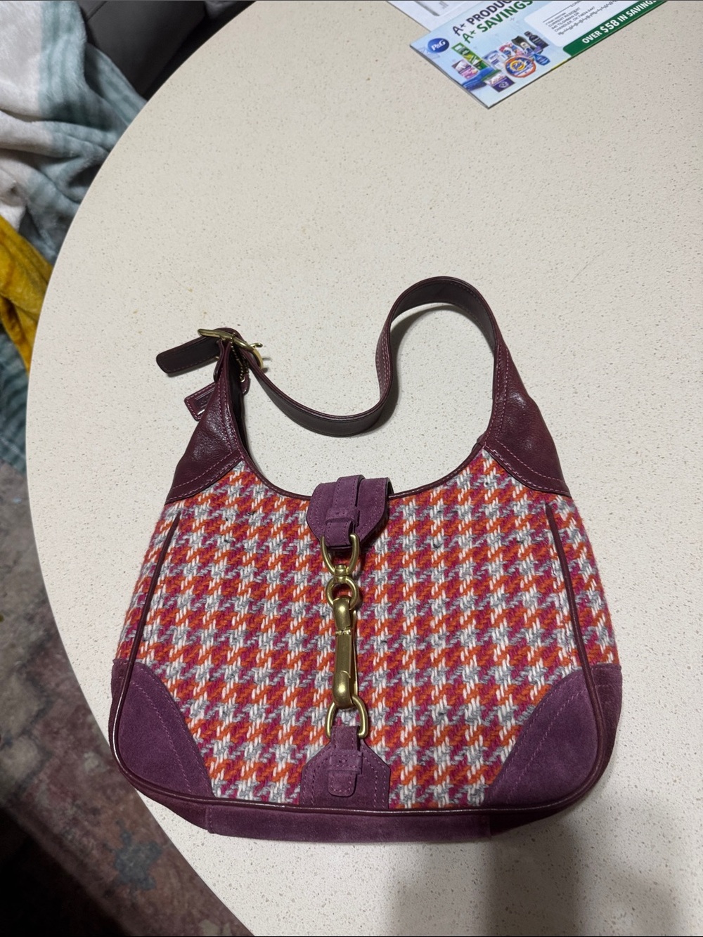 Coach Burgundy Leather Patch on Bright Pink Interior - Picture 5 of 11